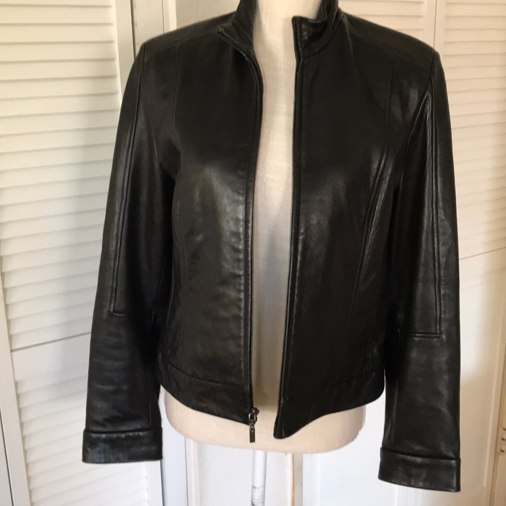 Siena Studio black motto biker style leather jacket fully lined size M